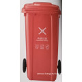 Universal red plastic style trash can two wheels